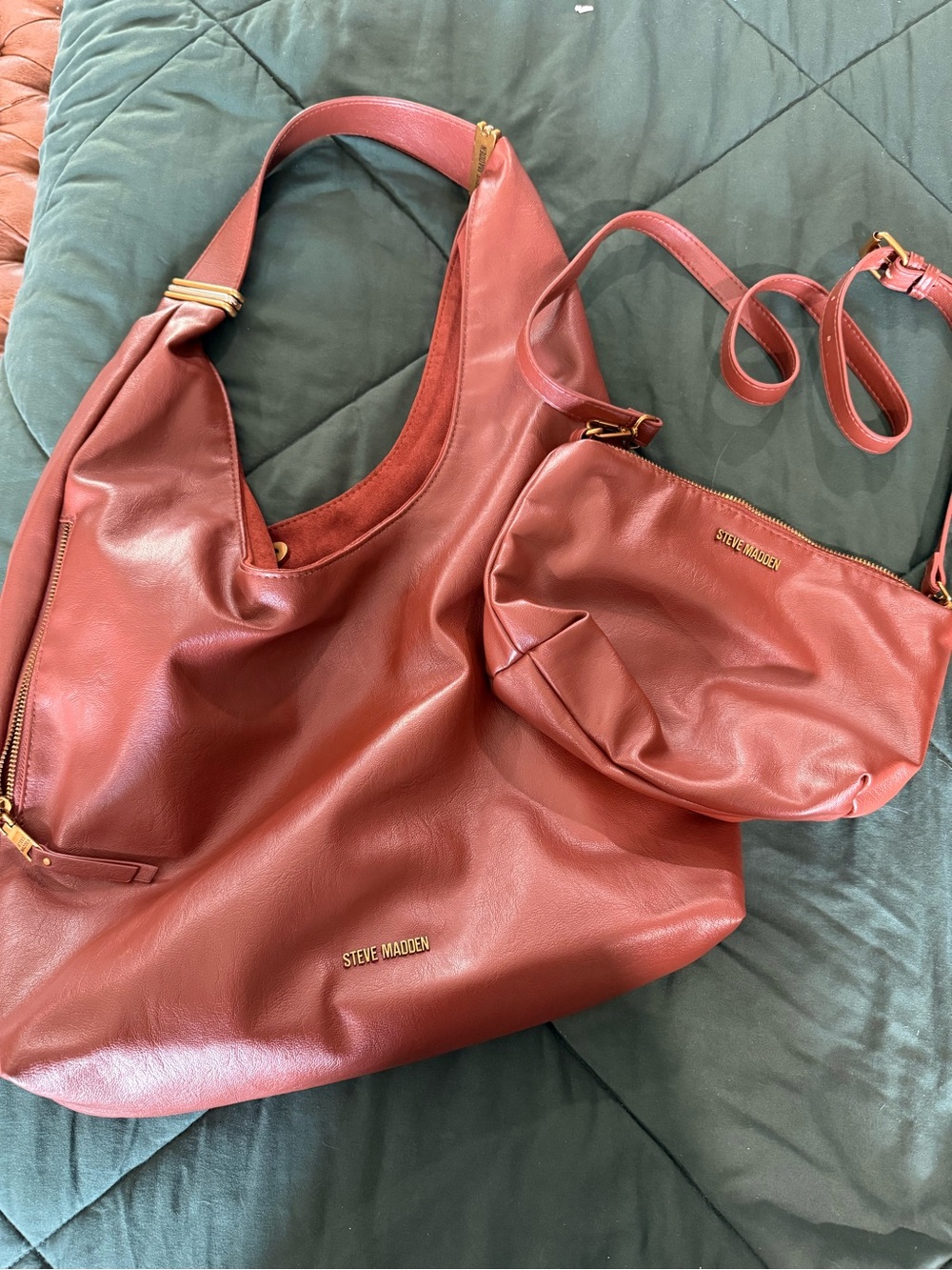 Steve Madden Leather Tote with Matching Crossbody Pouch